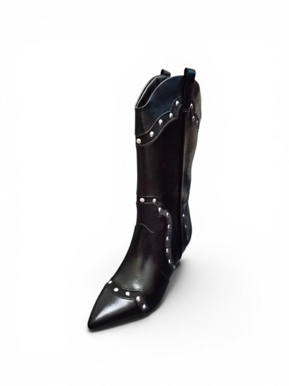 NIB Madden NYC Women's Studded Kitten Heel Boots Western Style Size 8-11 Black - Picture 6 of 8